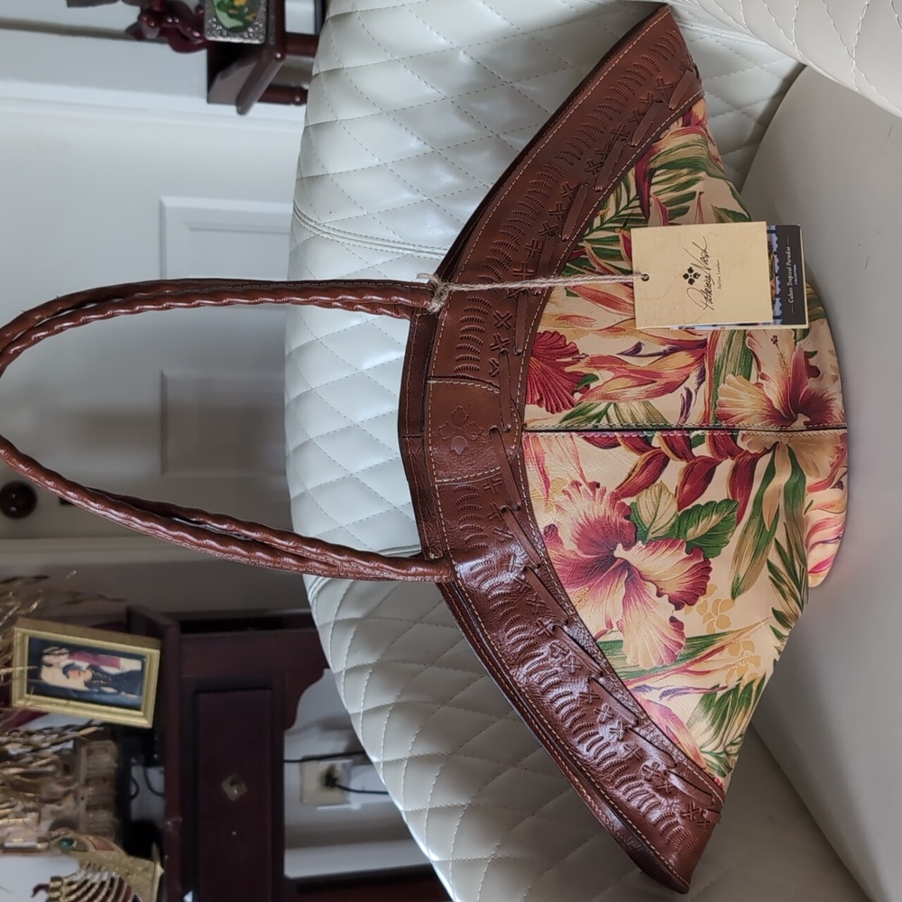 Patricia Nash Trope Dome Brown Leather & Floral Tote. PRICE IS FIRM